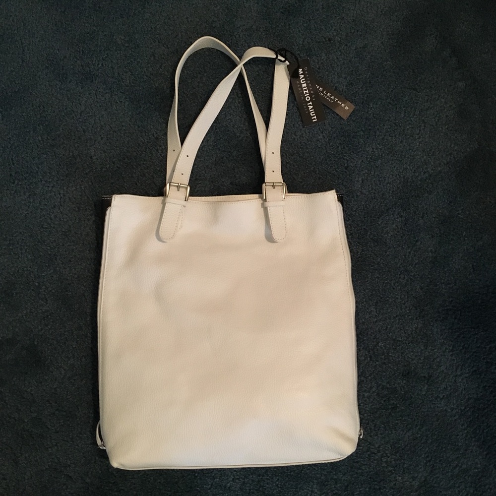 White Italian leather bag